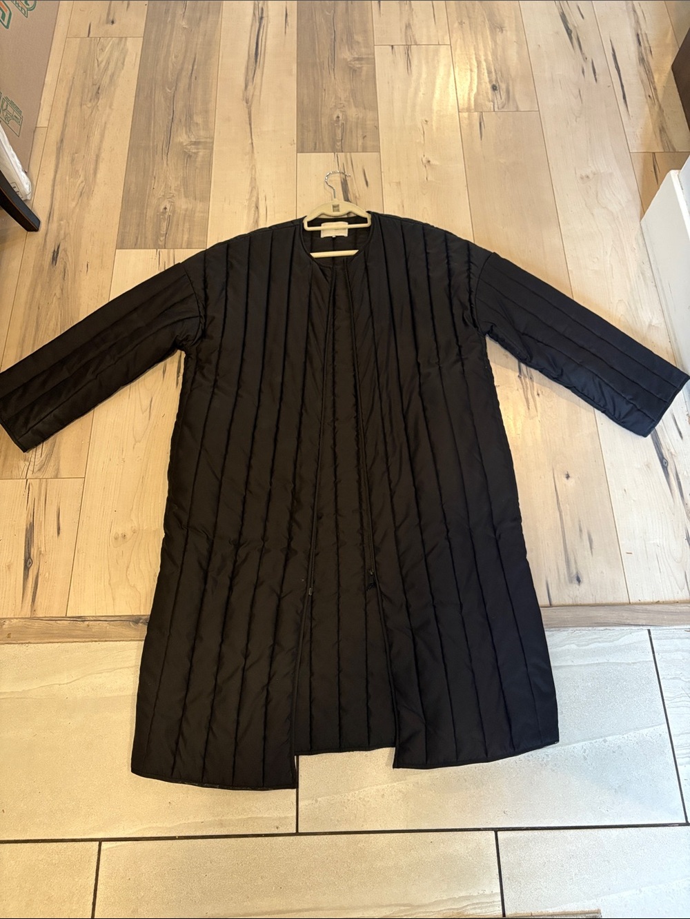 Oak + Fort Black Collarless Padded Liner Jacket sL